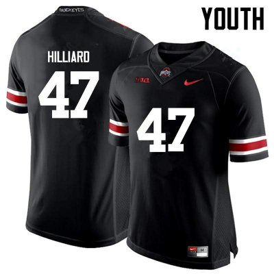 Youth Ohio State Buckeyes #47 Justin Hilliard Black Nike NCAA College Football Jersey Holiday MVA2444XR